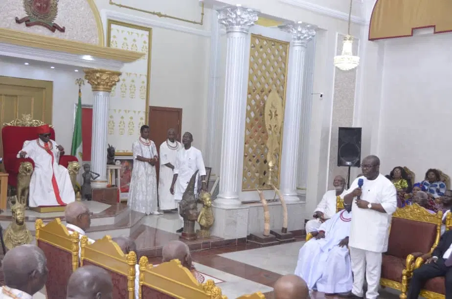 Oba Of Benin Confident Omoregie, New UNIBEN VC’ll Excel, Charges Him On Industrial Harmony