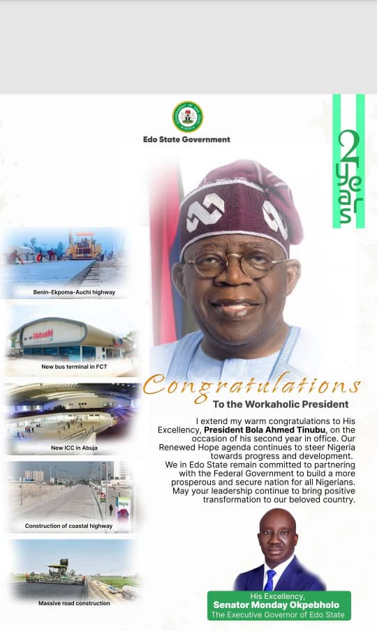 Two Years In Office: Tinubu Has Brought Hope, Stability To Nigerians – Okpebholo