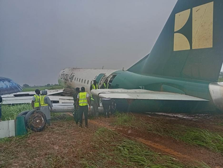 68 Enugu Air Passengers Cheat Death As Aircraft Skids Off Runway At Benin Airport